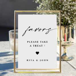 Elegant Calligraphy Favor Bröllop Bord-tecken Poster