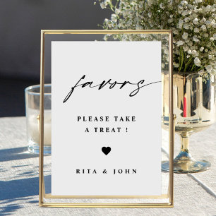 Elegant Calligraphy Favor Bröllop Bord-tecken Poster