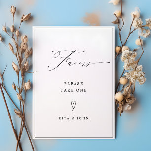 Elegant Calligraphy Favor Bröllop Bord-tecken Poster