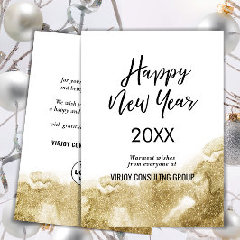 Elegant Calligraphy Festive Guld Glitter Business Julkort