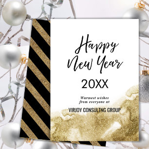 Elegant Calligraphy Festive Guld Glitter Corporate Julkort