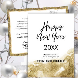 Elegant Calligraphy Festive Guld Glitter Corporate Vykort