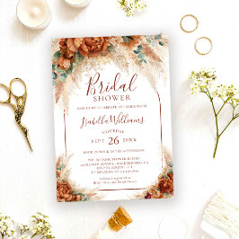 Elegant Calligraphy Floral Boho Bridal Shower Inbjudningar