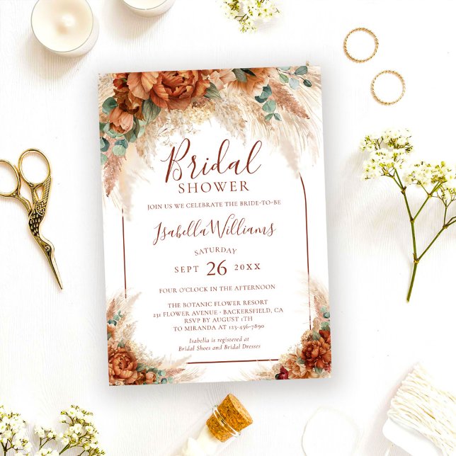 Elegant Calligraphy Floral Boho Bridal Shower Inbjudningar (Skapare uppladdad)