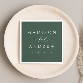 Elegant Calligraphy Forest Grönt Bröllop Pappersservett