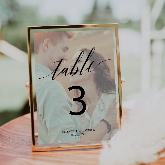 Elegant Calligraphy | Foto 5 x 7-Bordsnummer med i Inbjudningar (Skapare uppladdad)