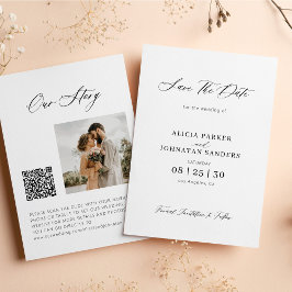 Elegant calligraphy-fotot QR-kodwebbplats bröllop Spara Datumet