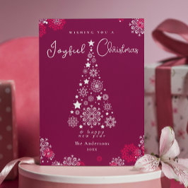 Elegant Calligraphy God jul Magenta Julkort
