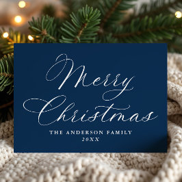 Elegant Calligraphy God jul Navy Non-Photo Julkort