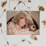 Elegant calligraphy Godfather frieri kort<br><div class="desc">Enkel och elegant: Välj ett fotokort till din Godfather frieri. Enkel att anpassa sig med ditt baby bild och ditt anpassningsbar-budskap till de framtida Godföräldrarna. Fullständigt anpassade färg för teckensnitt och bakgrund.</div>