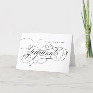 Elegant Calligraphy Godföräldrar Frieri Kort