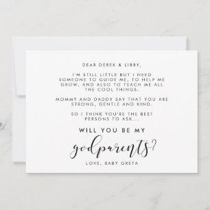 Elegant calligraphy Godparent frieri card Inbjudningar