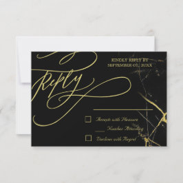 Elegant Calligraphy Golden Vecent Marble Bröllop OSA Kort