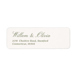 Elegant Calligraphy Green Wedding Return Address Returadress Etikett