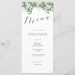 Elegant Calligraphy Greenery Blommigt Bröllop Menu Meny