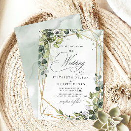 Elegant Calligraphy Greenery Eucalyptus Bröllop Inbjudningar