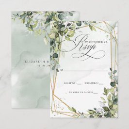 Elegant Calligraphy Greenery Eucalyptus Bröllop OSA Kort