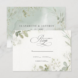 Elegant Calligraphy Greenery Eucalyptus Bröllop OSA Kort