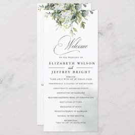 Elegant Calligraphy Greenery Eucalyptus Bröllop Program