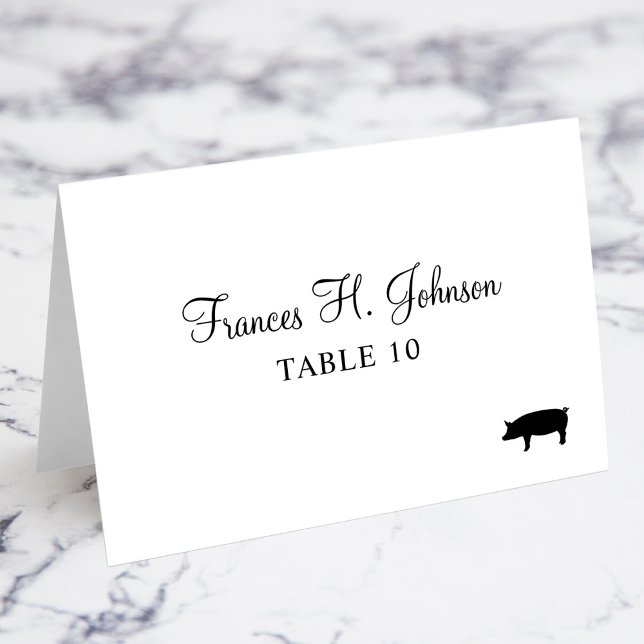 Elegant Calligraphy Gris Meal Choal Place Cards Bordsnummer (Elegant Calligraphy Pork Meal Choice Place Cards)