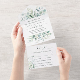 Elegant Calligraphy Grönt Foliage Bröllop