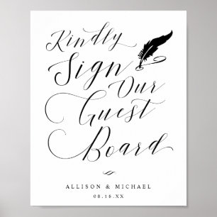 Elegant Calligraphy Guest Board Bröllop Sign Poster