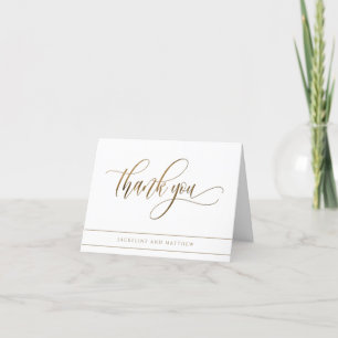 Elegant Calligraphy, Guld and White, Bröllop Tack Kort