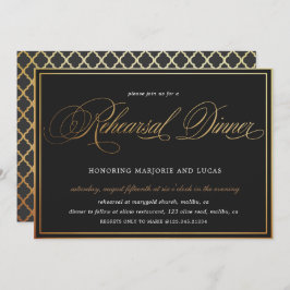 elegant calligraphy guld black Rehearsal Dinner Inbjudningar