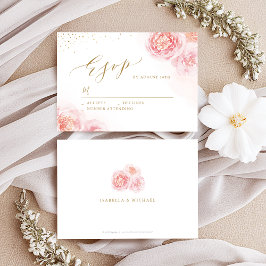 Elegant calligraphy guld &  blommigt bröllop OSA kort