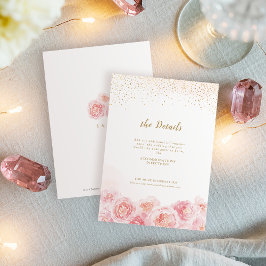 Elegant calligraphy guld &  blommigt bröllop tilläggskort