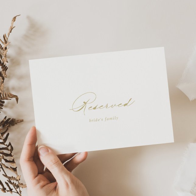 Elegant Calligraphy Guld Bröllop Reserved Sign (Skapare uppladdad)