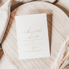 Elegant Calligraphy Guld Bröllop spara datum Datumet