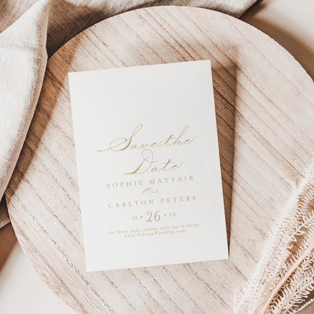 Elegant Calligraphy Guld Bröllop spara datum Spara Datumet (Skapare uppladdad)