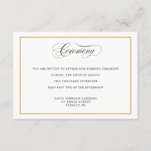 Elegant Calligraphy Guld Ceremony Directions Tilläggskort