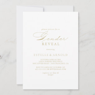 Elegant Calligraphy Guld Gender Reveal Party Inbjudningar
