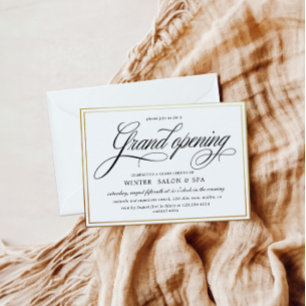 Elegant Calligraphy Guld Grand Open Inbjudningar