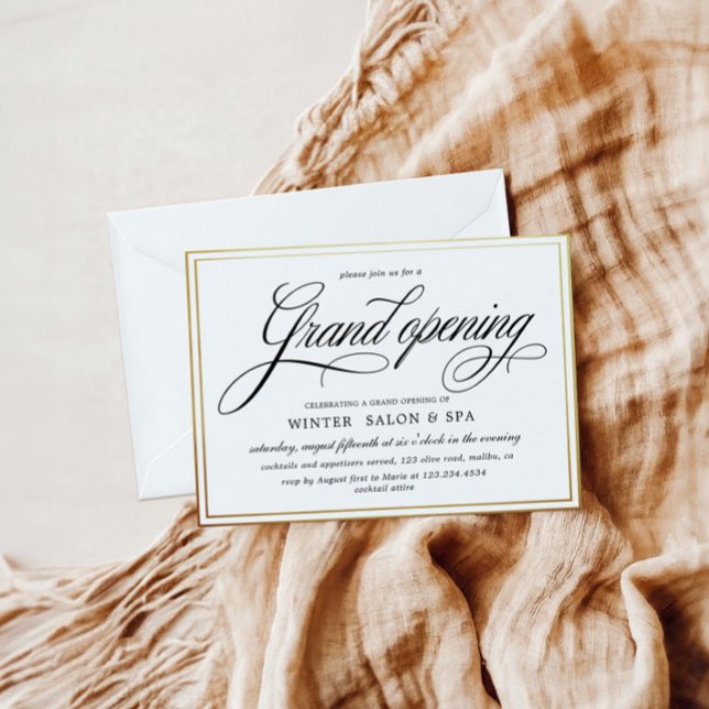 Elegant Calligraphy Guld Grand Open Inbjudningar (Skapare uppladdad)