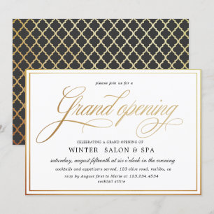 elegant calligraphy guld Grand Open Inbjudningar