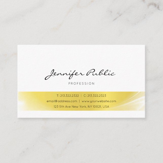 Elegant Calligraphy Guld Luxury Trendig Plain Chic Visitkort (Framsida)