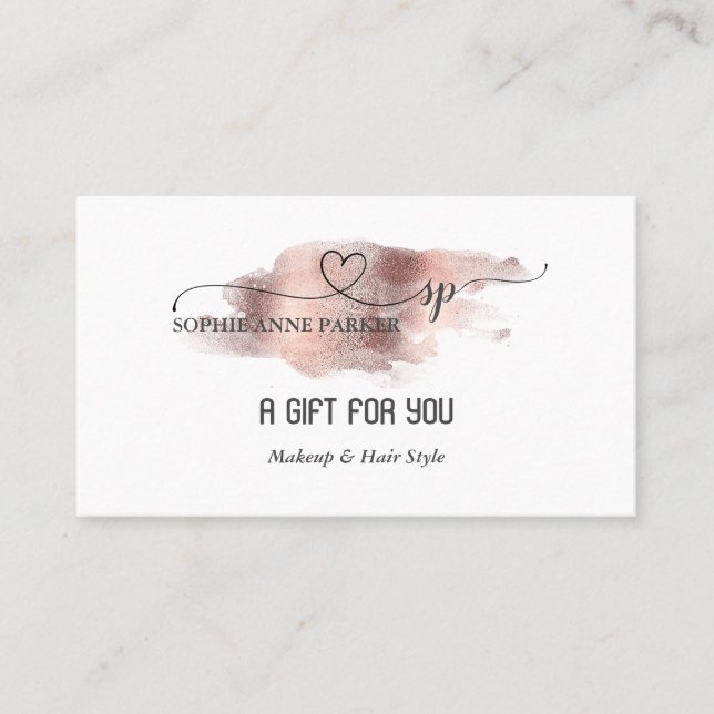 Elegant Calligraphy Guld Professionell Beauty Salo Lojalitetskort (Framsida)