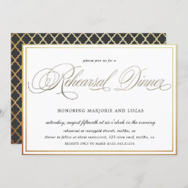 elegant calligraphy guld Rehearsal Dinner Inbjudningar