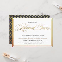 Elegant Calligraphy Guld Rehearsal Dinner