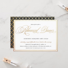 Elegant Calligraphy Guld Rehearsal Dinner Inbjudningar