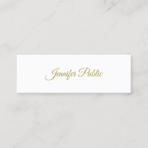 Elegant Calligraphy Guld Script Minimalist Plain Mini Visitkort