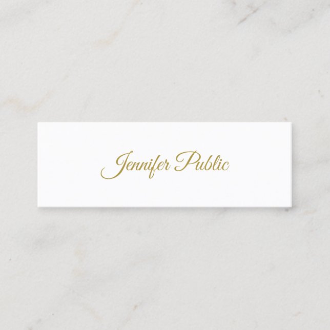 Elegant Calligraphy Guld Script Minimalist Plain Mini Visitkort (Framsida)