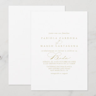 Elegant Calligraphy Guld Spanska Bröllop Inbjudningar