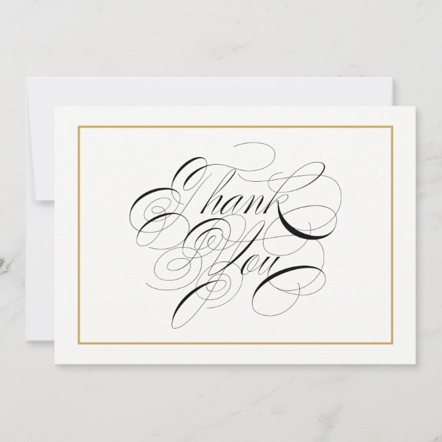 Elegant Calligraphy Guld Tack Kort (Framsida)