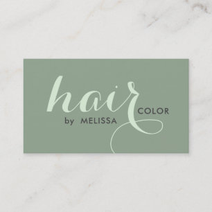 Elegant Calligraphy Hair Färg on Sage Grönt Visitkort