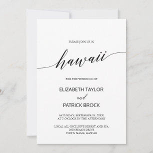 Elegant Calligraphy Hawaii Destination Wedding Inbjudningar