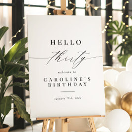 Elegant Calligraphy Hej 30 Birthday Välkommen Sign Poster